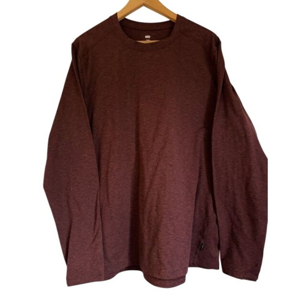 REI Co-op Mens XL Long Sleeve Performance Shirt Burgundy Heathered Hiking Top